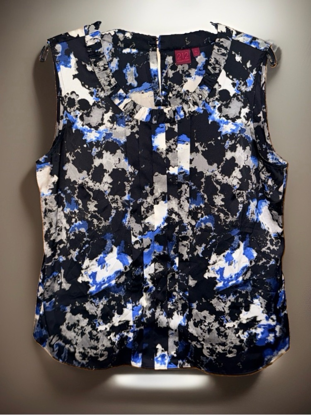 212 Collection Women’s Black White and Blue Abstract Print Sleeveless Top-XL-EC